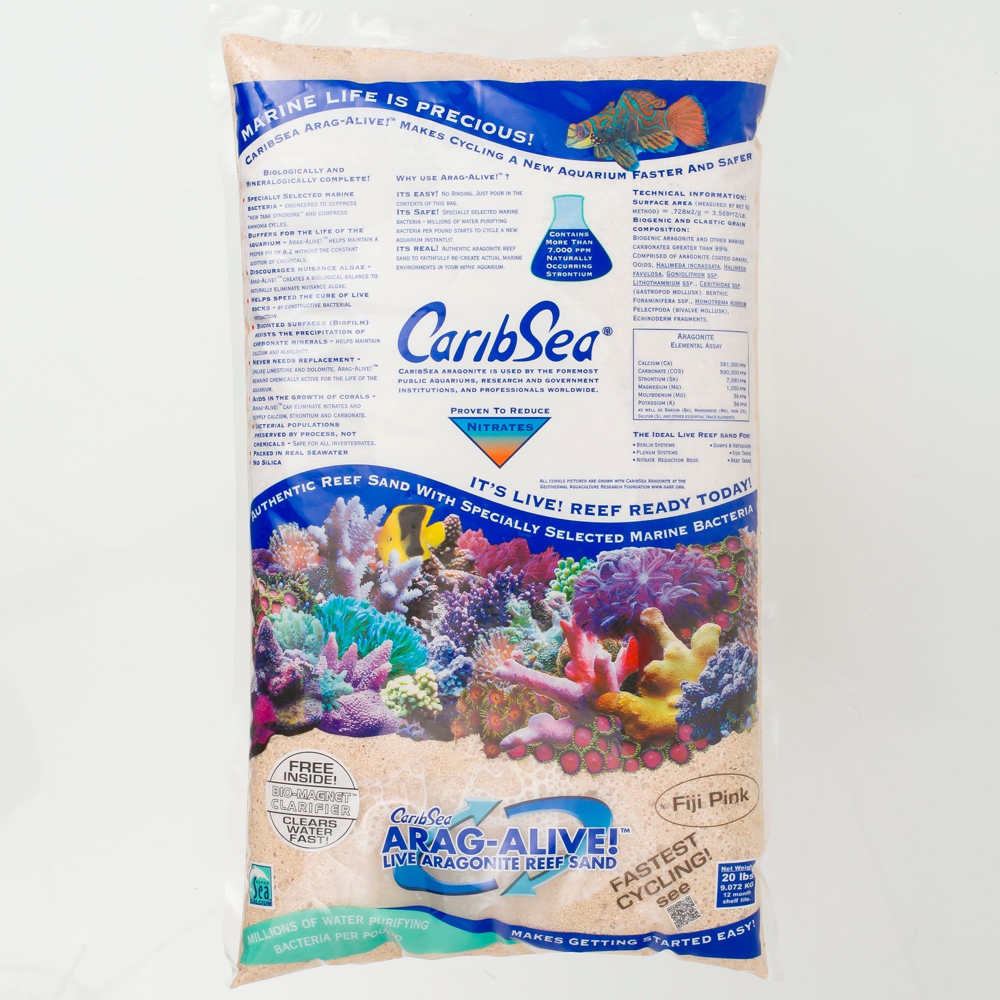 CaribSea - Arag-Alive - Fiji Pink Sand - 20 lb (2 x 20 lbs per case)