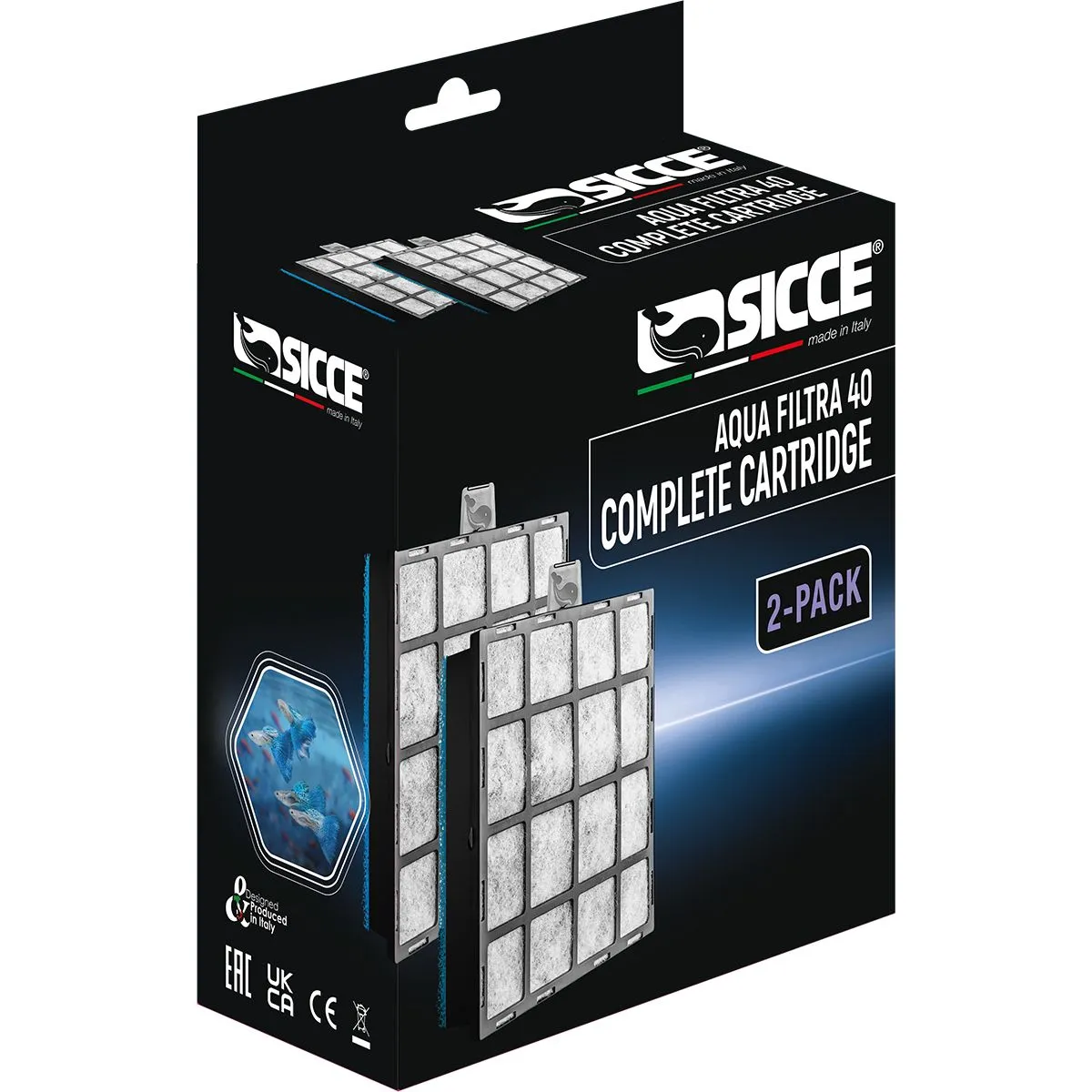Sicce - Hang on Aqua Filtra 40 complete cartridge - 2 pack