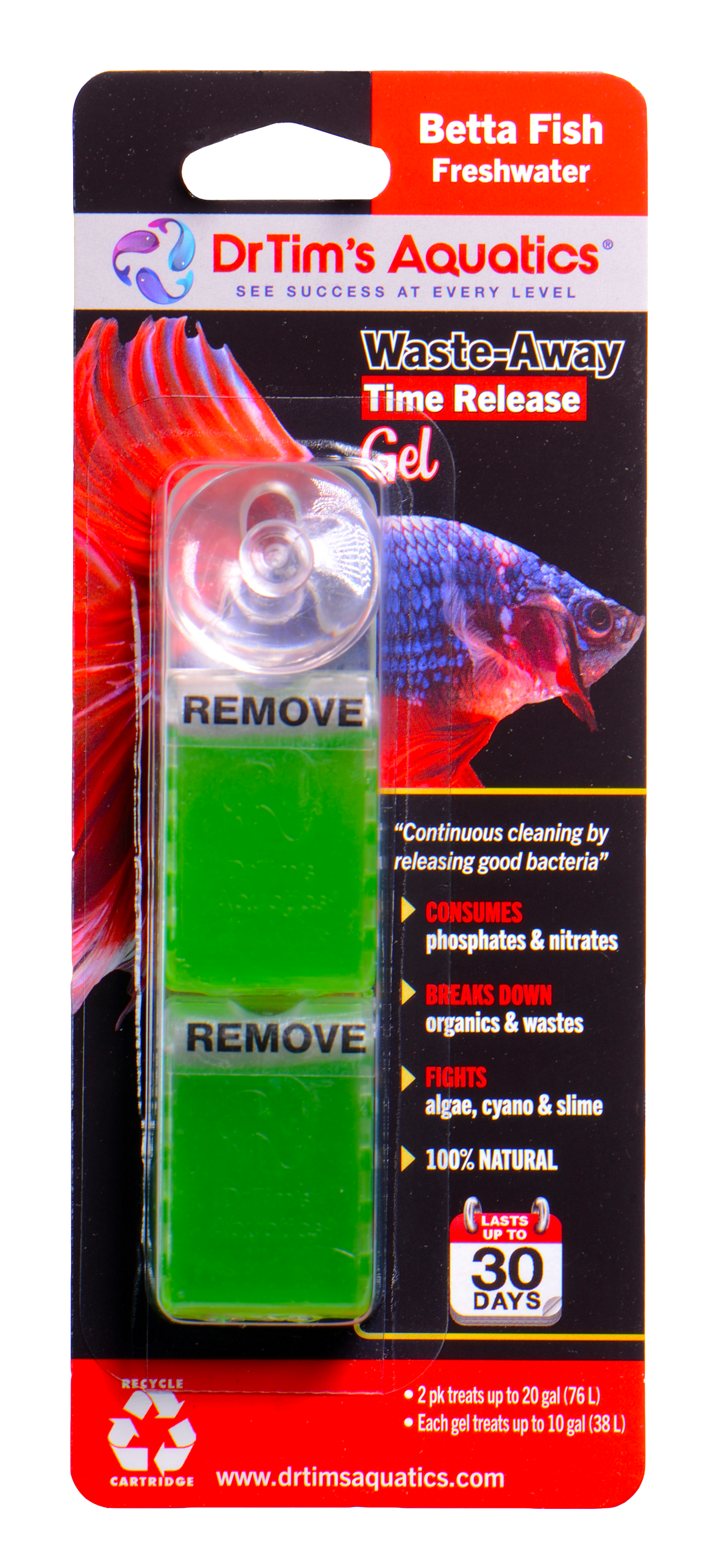 Waste Away Gel - Betta - SM (up to 20 ga / 2 pk)